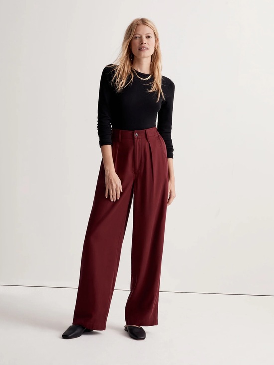 Madewell Pants - Madewell Neale Drapewave Straight Leg Pants Cabernet Wide Leg Size 8